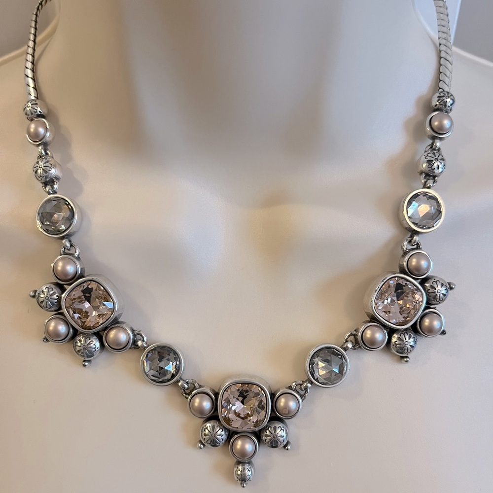 Brighton Necklace with Beautiful Gray and Pink Stones